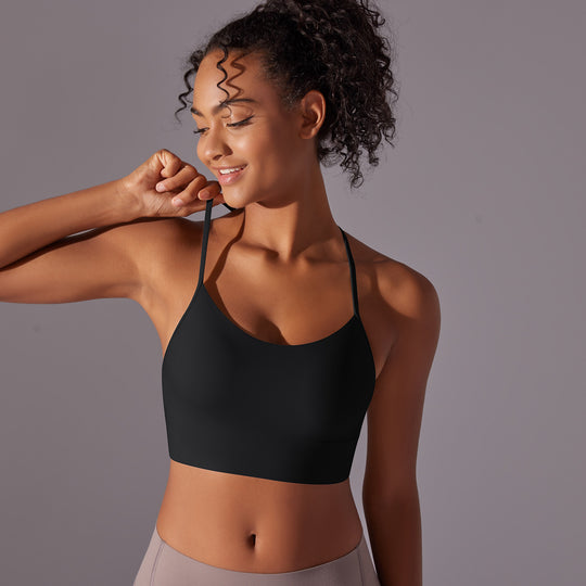 Cross-Strap Lightweight High-Impact Sports Bra in Black