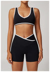 High-Impact Sports Bra - Racerback with Contrast Trim in Black