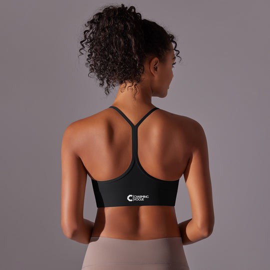 Cross-Strap Lightweight High-Impact Sports Bra in Black