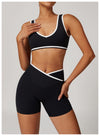 High-Impact Sports Bra - Racerback with Contrast Trim in Black