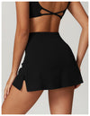 High-Waisted Mini Workout Skirt with Side Slit - Sporty & Stylish in Black