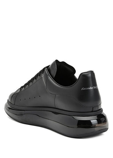 Alexander McQueen  Men’s Black Leather Sneakers with Elevated Sole