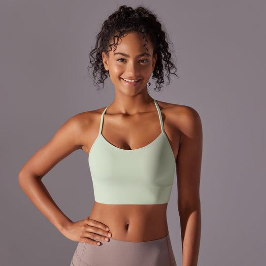 Cross-Strap Lightweight High-Impact Sports Bra in Mint Green