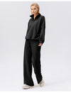 Women's Casual Half-Zip Pullover with Drop Shoulders in Black