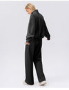 Women's Casual Half-Zip Pullover with Drop Shoulders in Black