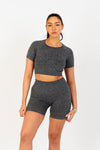 Boxy Cut Cropped Lounge Cropped T-Shirt in Dark Grey