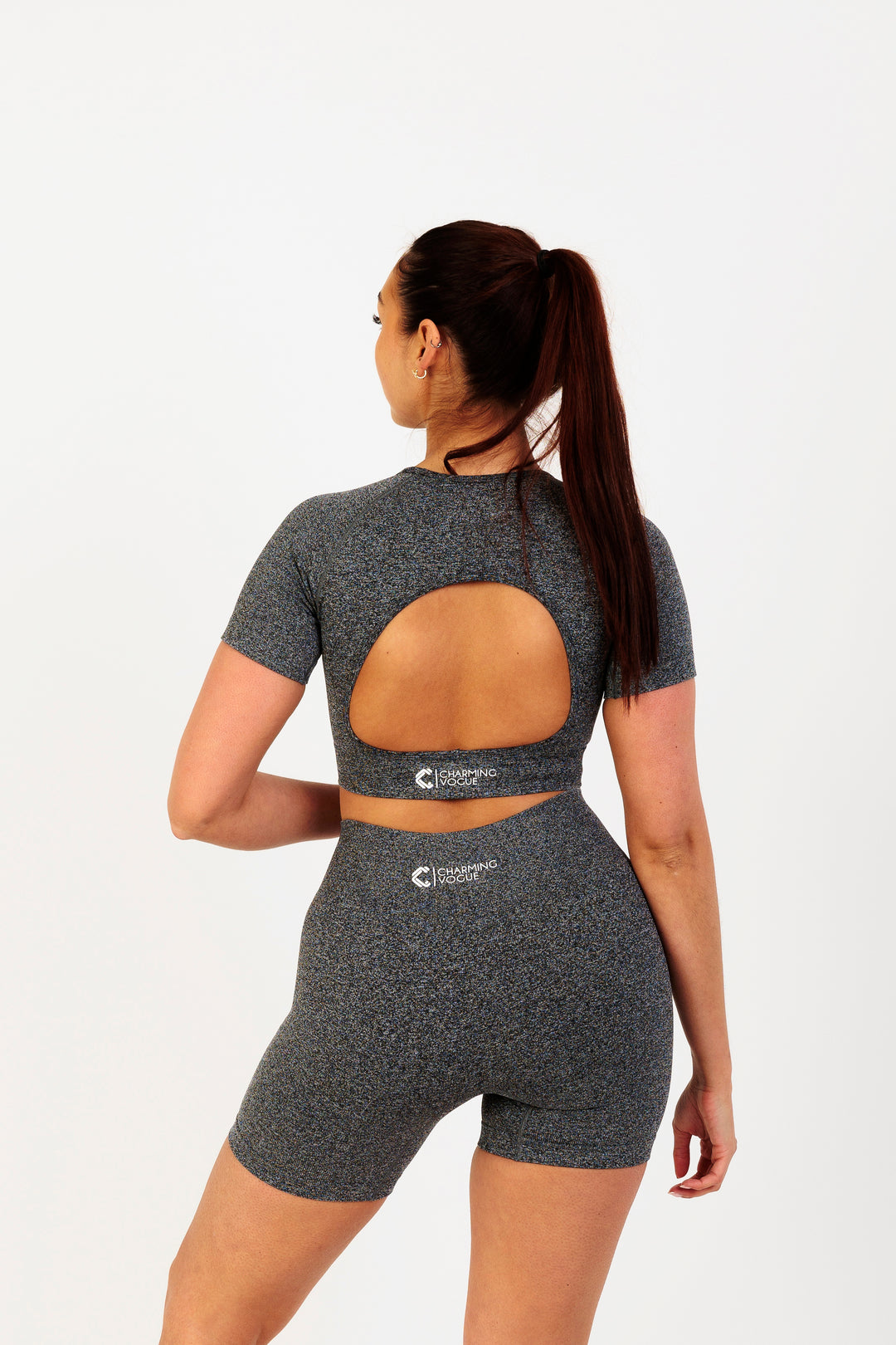 Breathe Easy High-Waisted Active Shorts in Dark Grey