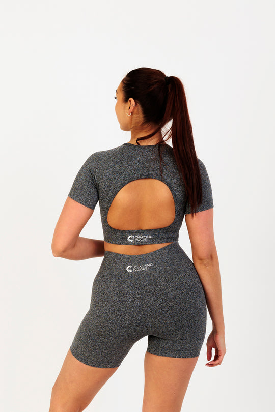 Breathe Easy High-Waisted Active Shorts in Dark Grey