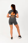 Breathe Easy High-Waisted Active Shorts in Dark Grey