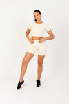 Breathe Easy High-Waisted Active Shorts in Cream