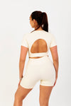 Breathe Easy High-Waisted Active Shorts in Cream