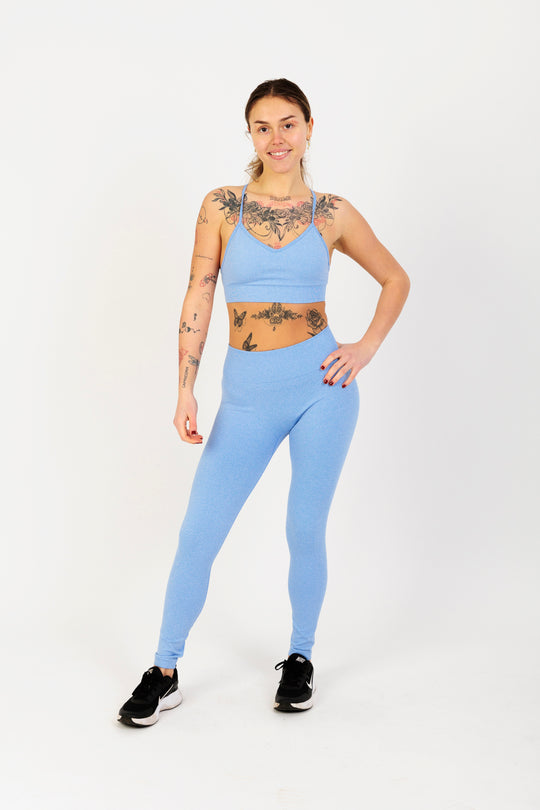 Crisscross Back Seamless Sports Bra in Light Blue