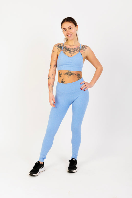 Crisscross Back Seamless Sports Bra in Light Blue