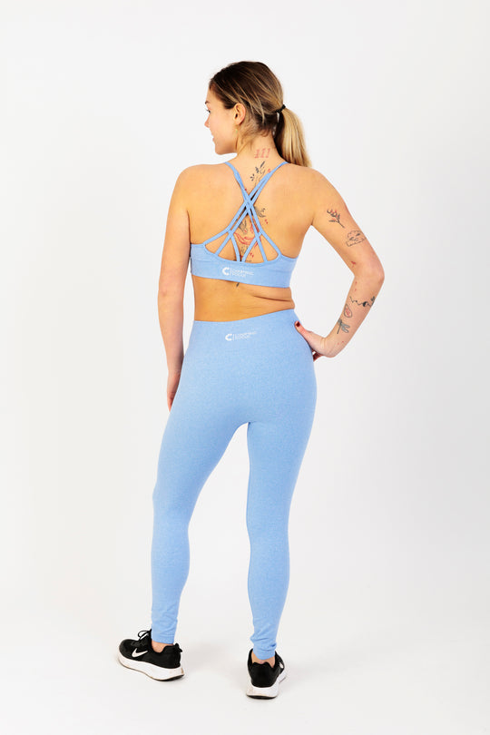 Crisscross Back Seamless Sports Bra in Light Blue