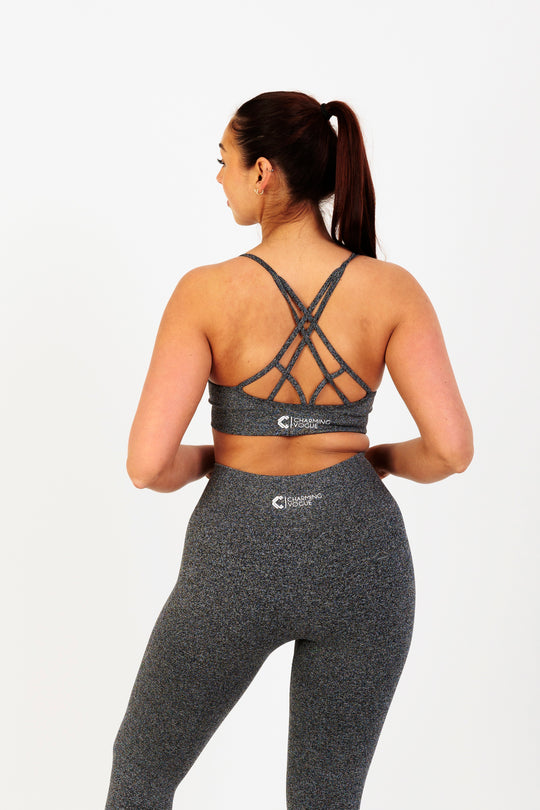 Crisscross Back Seamless Sports Bra in Dark Grey