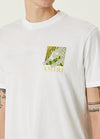 AMIRI White Graphic T-Shirt with Botanical Leopard Print