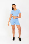 Boxy Cut Cropped Lounge Cropped T-Shirt in Blue