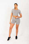 Boxy Cut Cropped Lounge Cropped T-Shirt in Grey