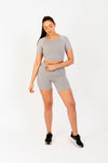 Boxy Cut Cropped Lounge Cropped T-Shirt in Grey