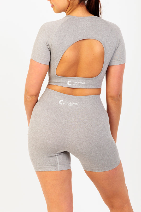 Breathe Easy High-Waisted Active Shorts in Grey