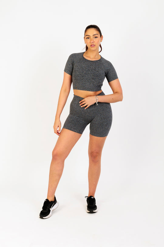 Breathe Easy High-Waisted Active Shorts in Dark Grey