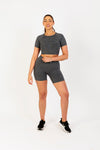 Breathe Easy High-Waisted Active Shorts in Dark Grey