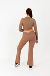 Seamless Flare Leg Workout Pant in Brown