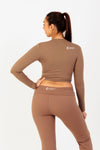 Seamless Flare Leg Workout Pant in Brown