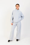 Women's Casual Half-Zip Pullover with Drop Shoulders in Light Blue