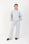 Women's Casual Half-Zip Pullover with Drop Shoulders in Light Blue