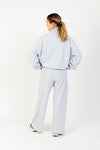 Women's Casual Half-Zip Pullover with Drop Shoulders in Light Blue