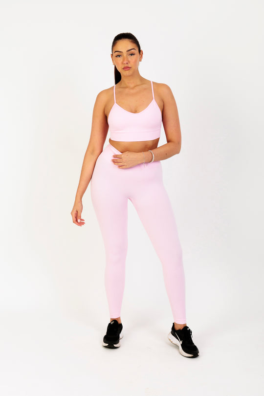 Crisscross Back Seamless Sports Bra in Pink