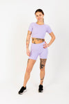 Breathe Easy High-Waisted Active Shorts in Lavender