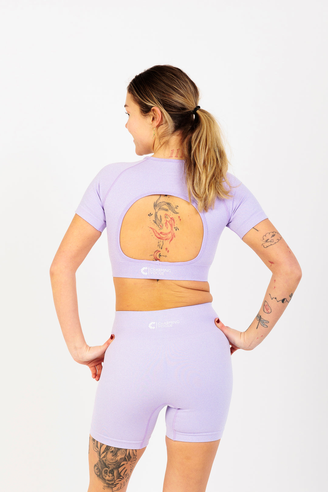 Breathe Easy High-Waisted Active Shorts in Lavender