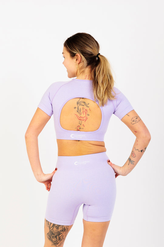 Boxy Cut Cropped Lounge Cropped T-Shirt in Lavender