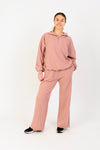 Women's Casual Half-Zip Pullover with Drop Shoulders in Light Pink