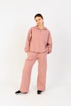 Women's Casual Half-Zip Pullover with Drop Shoulders in Light Pink