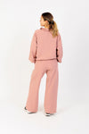 Women's Casual Half-Zip Pullover with Drop Shoulders in Light Pink