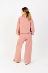 Women's Casual Half-Zip Pullover with Drop Shoulders in Light Pink