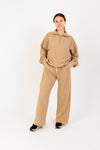 Women's Casual Half-Zip Pullover with Drop Shoulders in Beige