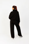 Women's Casual Half-Zip Pullover with Drop Shoulders in Black