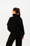 Women's Casual Half-Zip Pullover with Drop Shoulders in Black