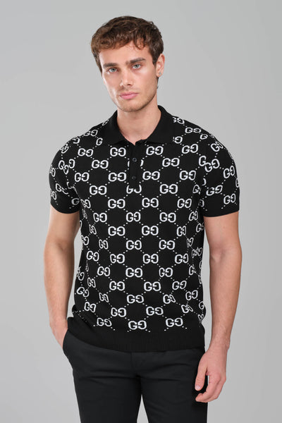 GUCCI GG Stretch Cotton  Polo T-shirt Black