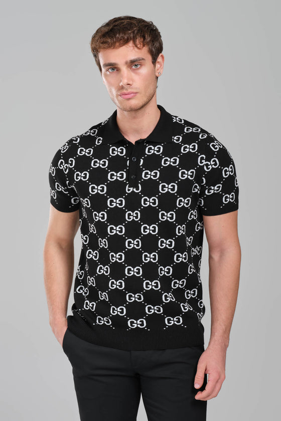 GUCCI GG Stretch Cotton  Polo T-shirt navy blue