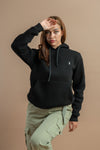 Brace Pullover Brushed Cotton Hoodie Unisex Jet Black