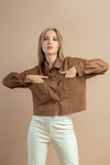 Collared Suede Jacket Brown