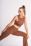 Brown Crop Top and High-Waist Leggings