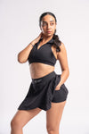 Stylish Matching Top and Skirt Black Set