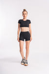 High-Waist Shorts and Crop Top Black