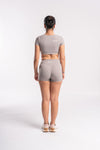 High-Waist Shorts & Crop Top Grey